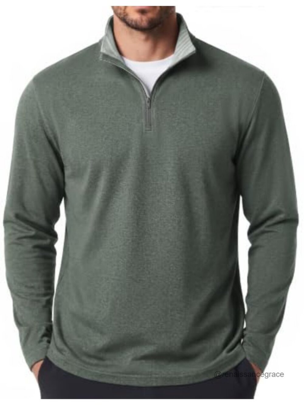 Mens Quarter Zip Pullover Golf Sweatshirt Mock Neck Polyester